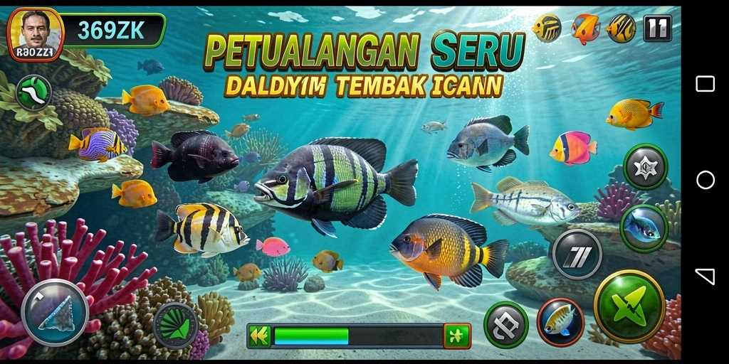 Tampilan gameplay Tembak Ikan yang seru dan penuh warna.