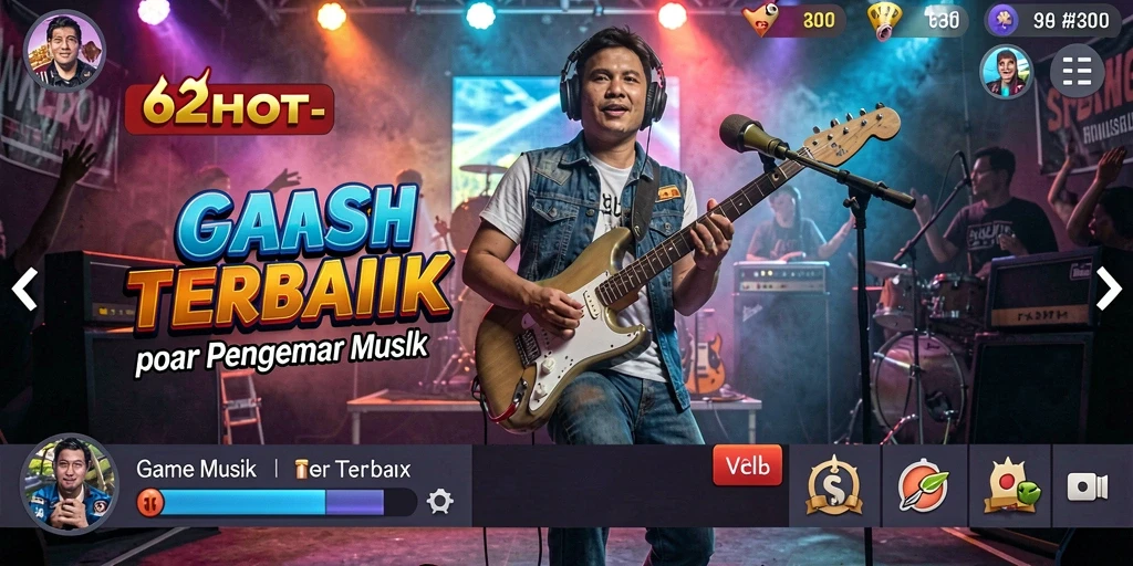 Tampilan gameplay 62HOT yang menarik dengan banyak pilihan lagu.