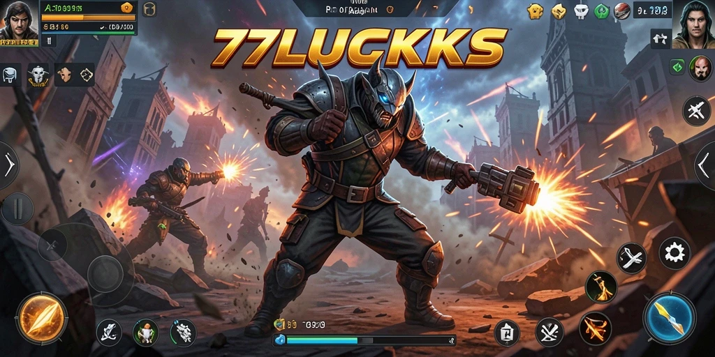 Screenshot menampilkan gameplay yang mendebarkan dari 77LUCKS.