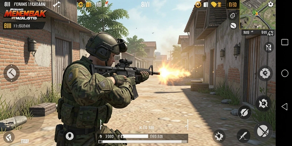 Tangkapan layar menampilkan aksi seru dalam gameplay FPS 8II.