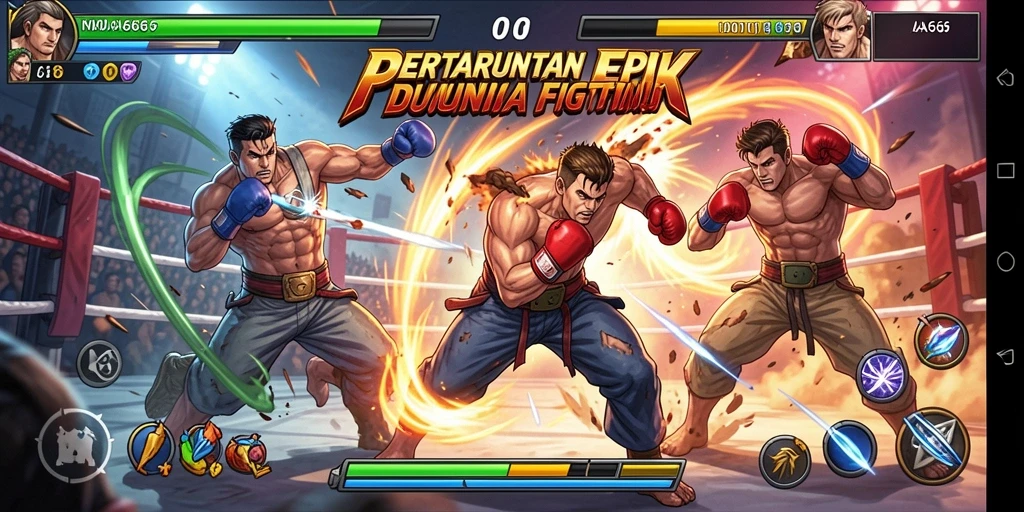 Tampilan gameplay yang intens dalam AA666 dengan aksi fighting yang menarik.