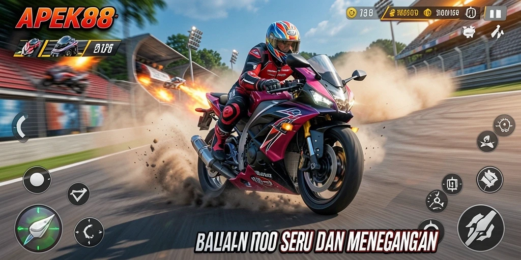 Tampilan seru dari balapan motor APEK88 yang menegangkan.