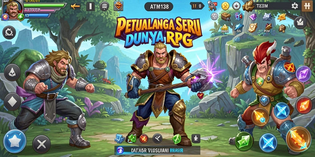 Screenshot gameplay RPG ATM138 yang menampilkan pertempuran seru.