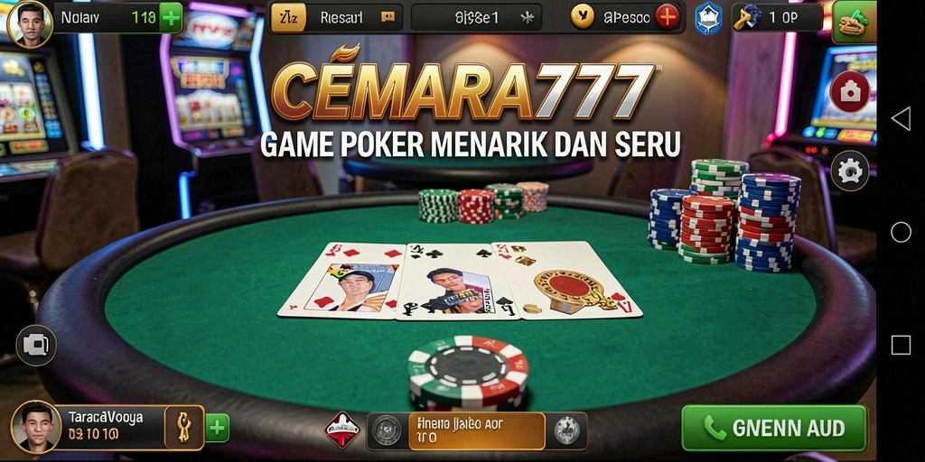 Screenshot utama CEMARA777 menampilkan gameplay Poker yang seru.