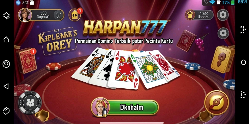 Tampilan gameplay seru dari HARAPAN777 dengan karakter dan kartu yang menarik.