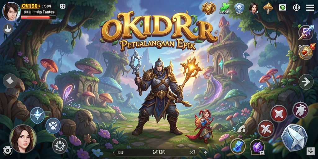 Tampilan gameplay OKIDR menunjukkan aksi petualangan seru di dunia fantasi.