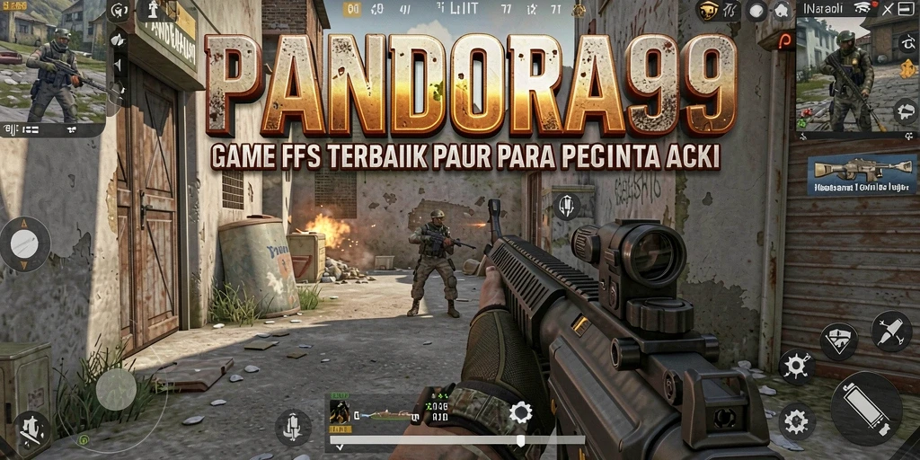 Screenshot menunjukkan aksi intens dalam game FPS PANDORA99.