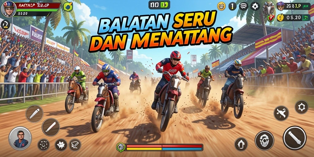 Gameplay RAKYATJP yang seru dengan balapan penuh tantangan.