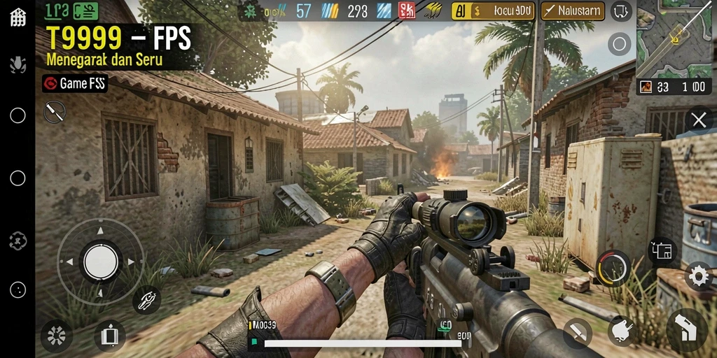 Tampilan gameplay mendebarkan T9999 dalam aksi FPS.
