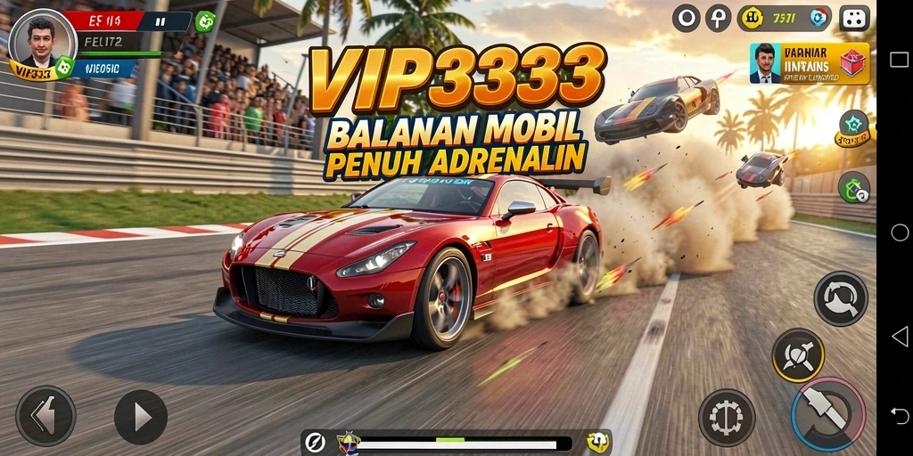Screenshot gameplay yang menunjukkan balapan seru di VIP333.
