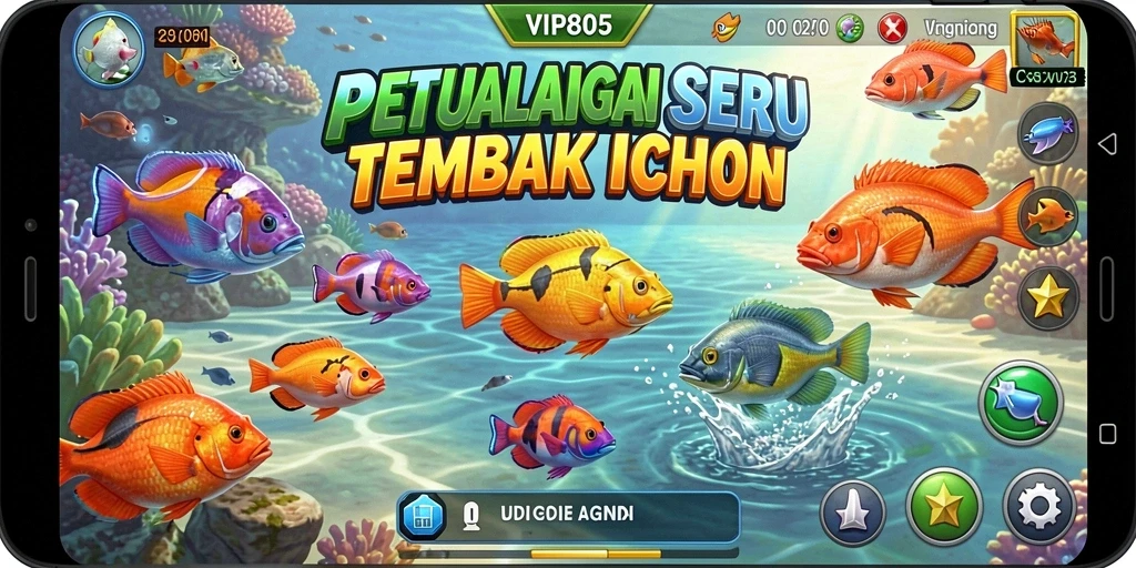 Screenshot gameplay VIP805 yang menunjukkan aksi seru Tembak Ikan.