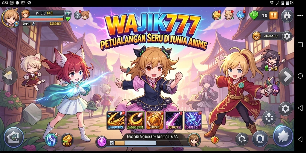 Screenshot gameplay WAJIK777 yang menampilkan karakter anime dan pertarungan.