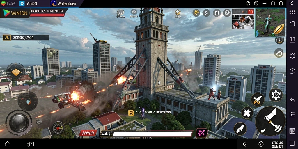 Tampilan gameplay menegangkan WINIDN dengan strategi Tower Defense.